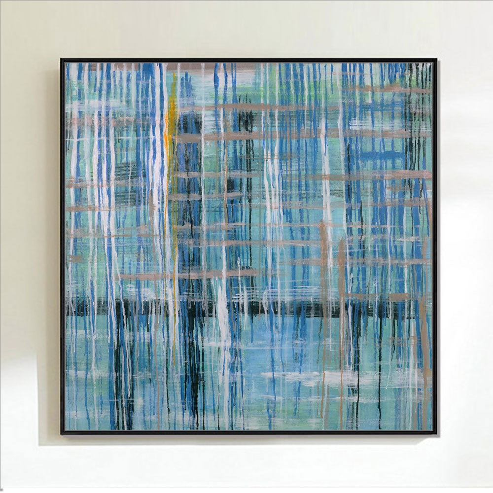 Framed Oil Painting Hand Painted Abstract Modern Canvas - Docks (100cm x 100cm)