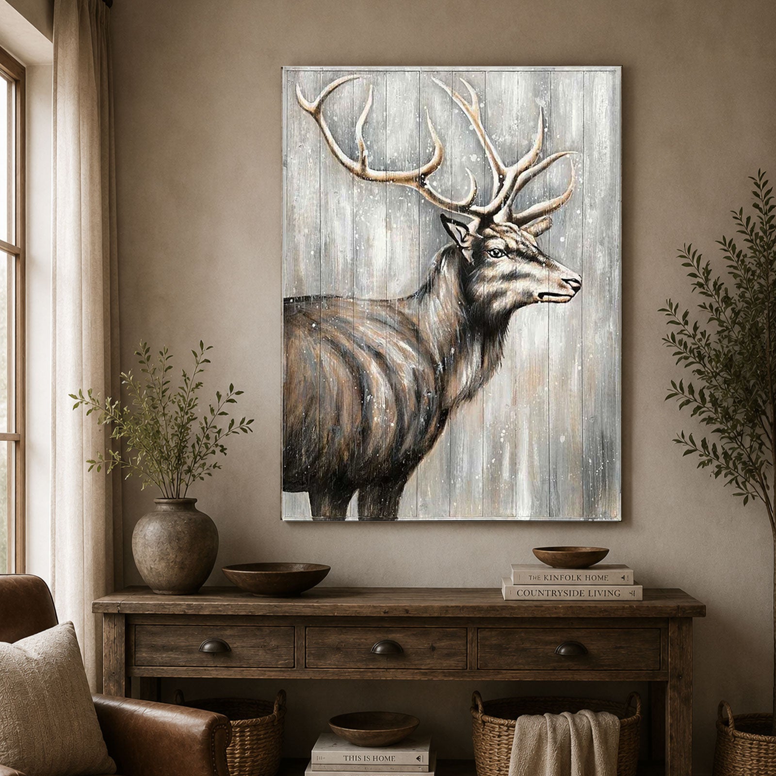 Highland Sentinel Hand-Painted Pallet Wood Wall Art - 91 x 122cm