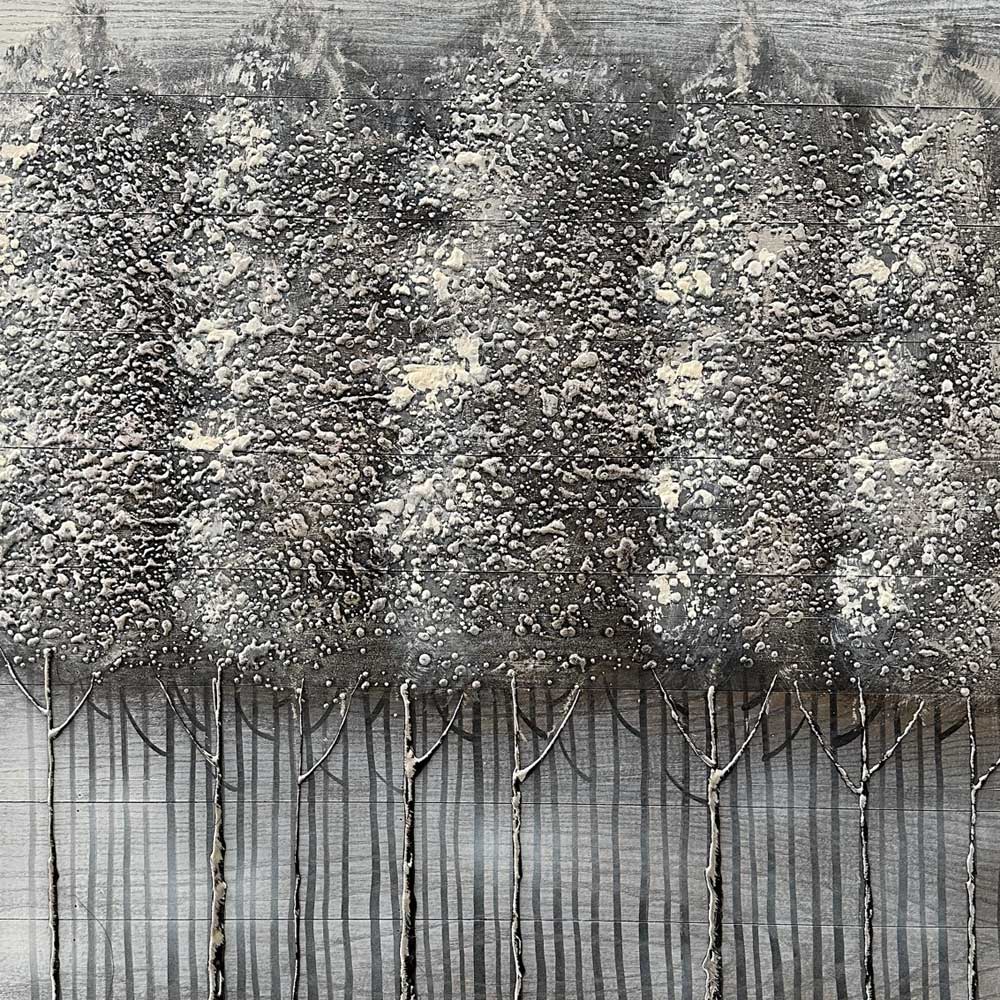 Pallet Wood Oil Painting Hand Painted Abstract Floral / Botanical Wall Art - Serene Winterscape (91cm x 122cm)