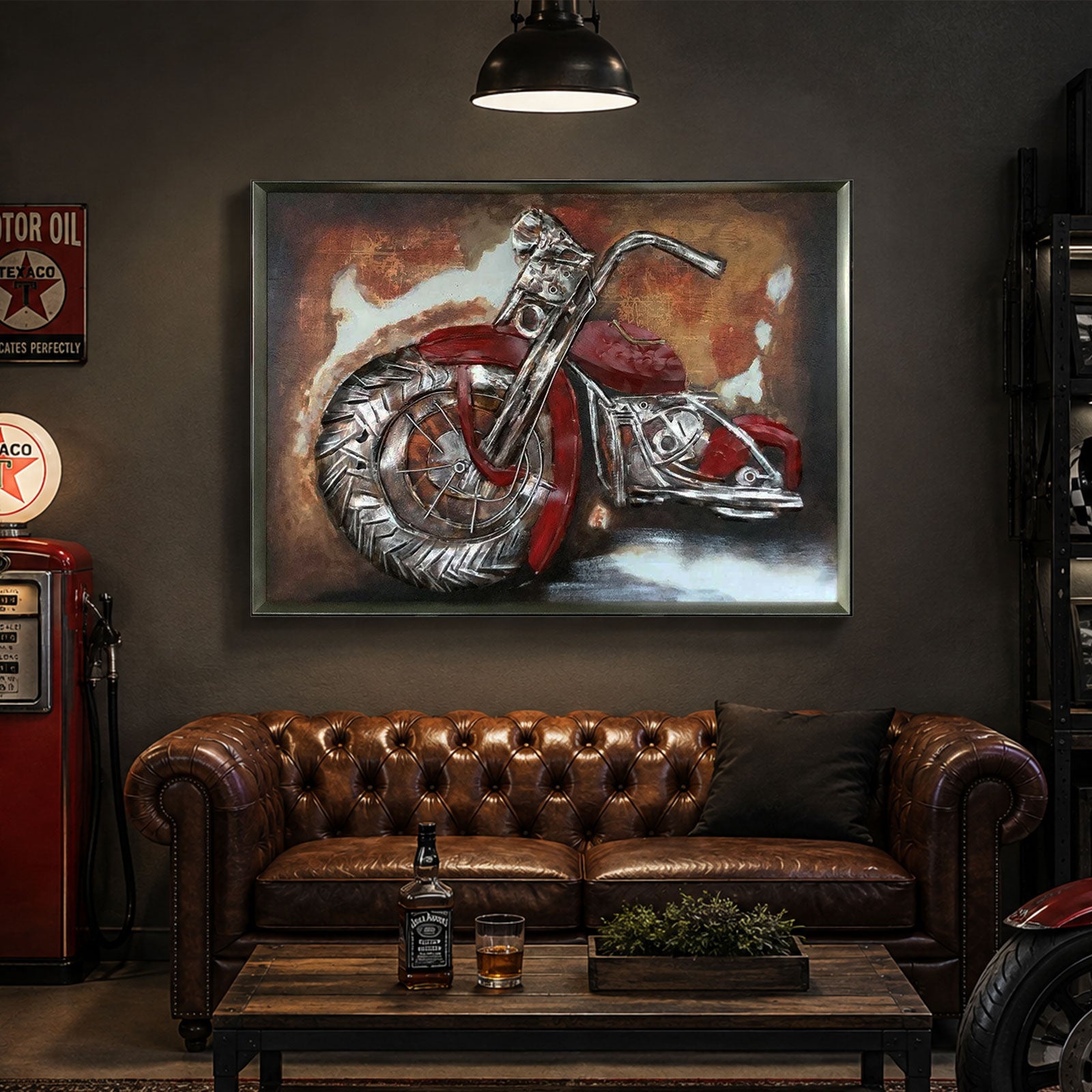 Iron Rider Handcrafted 3D Metal Motorcycle Wall Art - 122 x 91cm