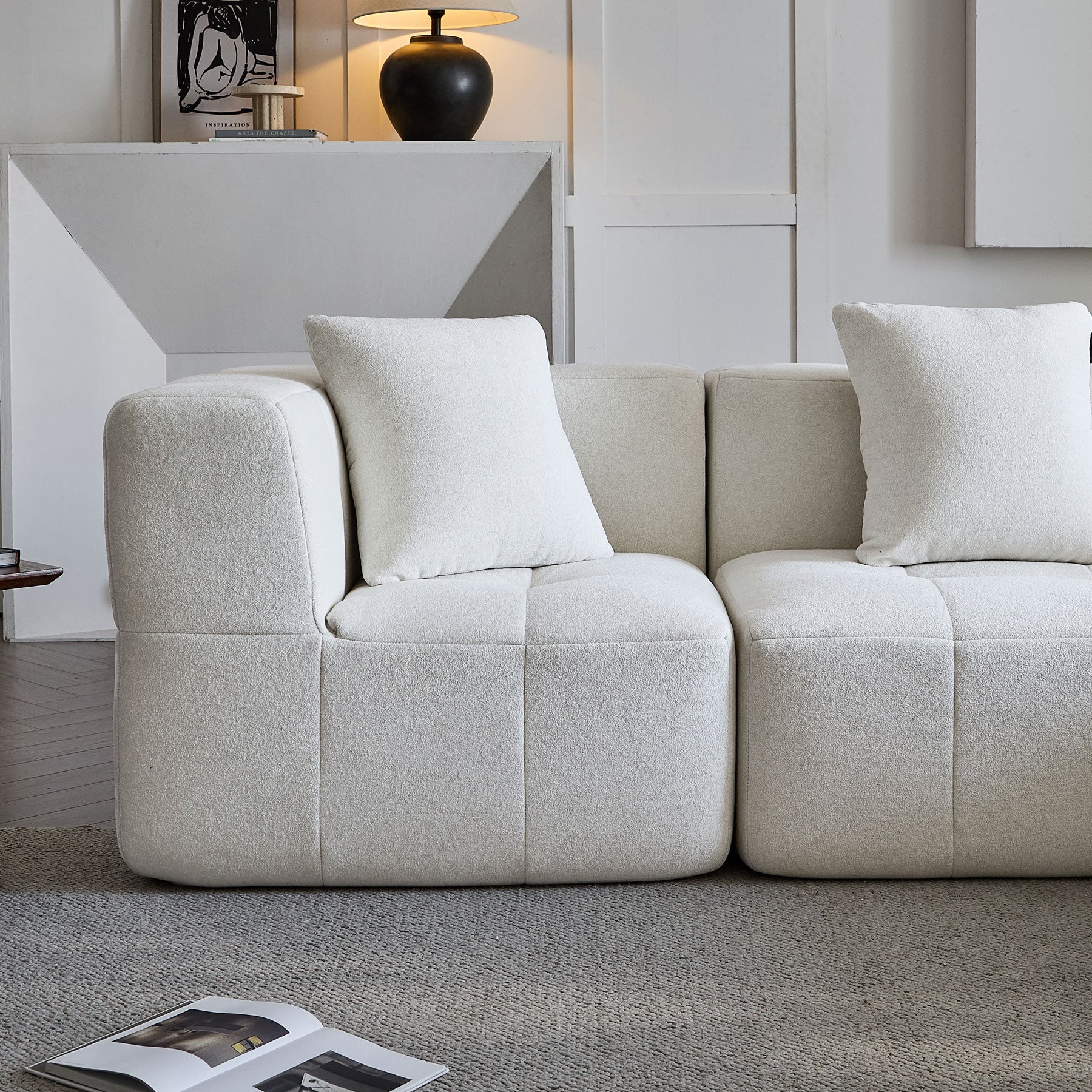 Sorrento Modular Sofa 2 Seater With Ottoman - Beige Flannel