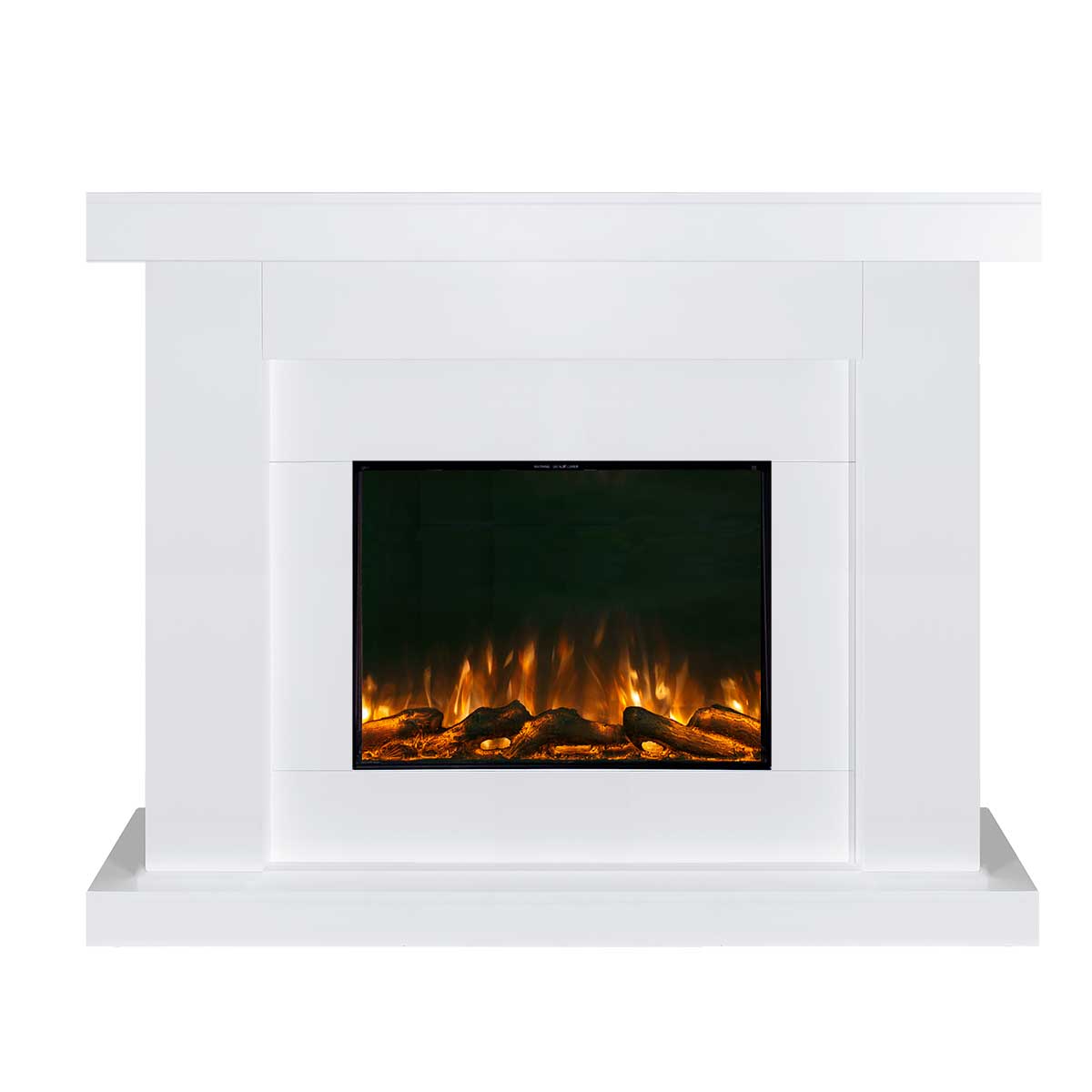 Aristo 28 Inch Electric Fireplace Heater with White Mantel Suite