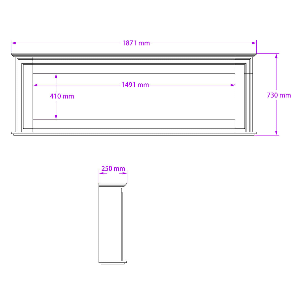 Eton White fireplace Mantel for 60 inch concerto fireplace