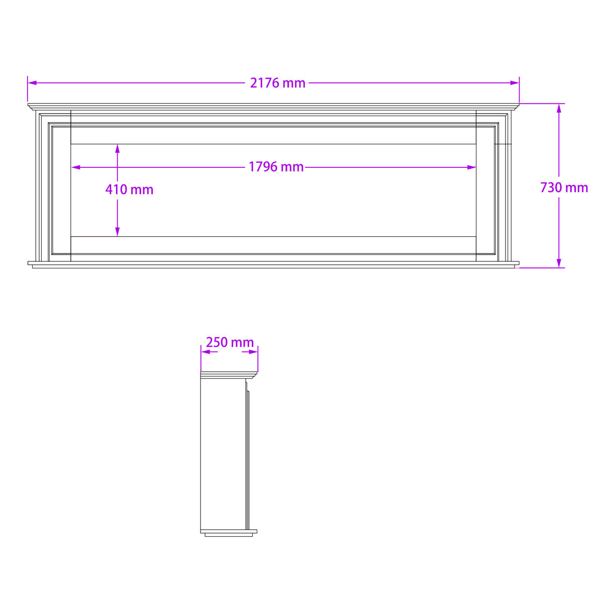 Eton White fireplace Mantel for 72 inch concerto fireplace