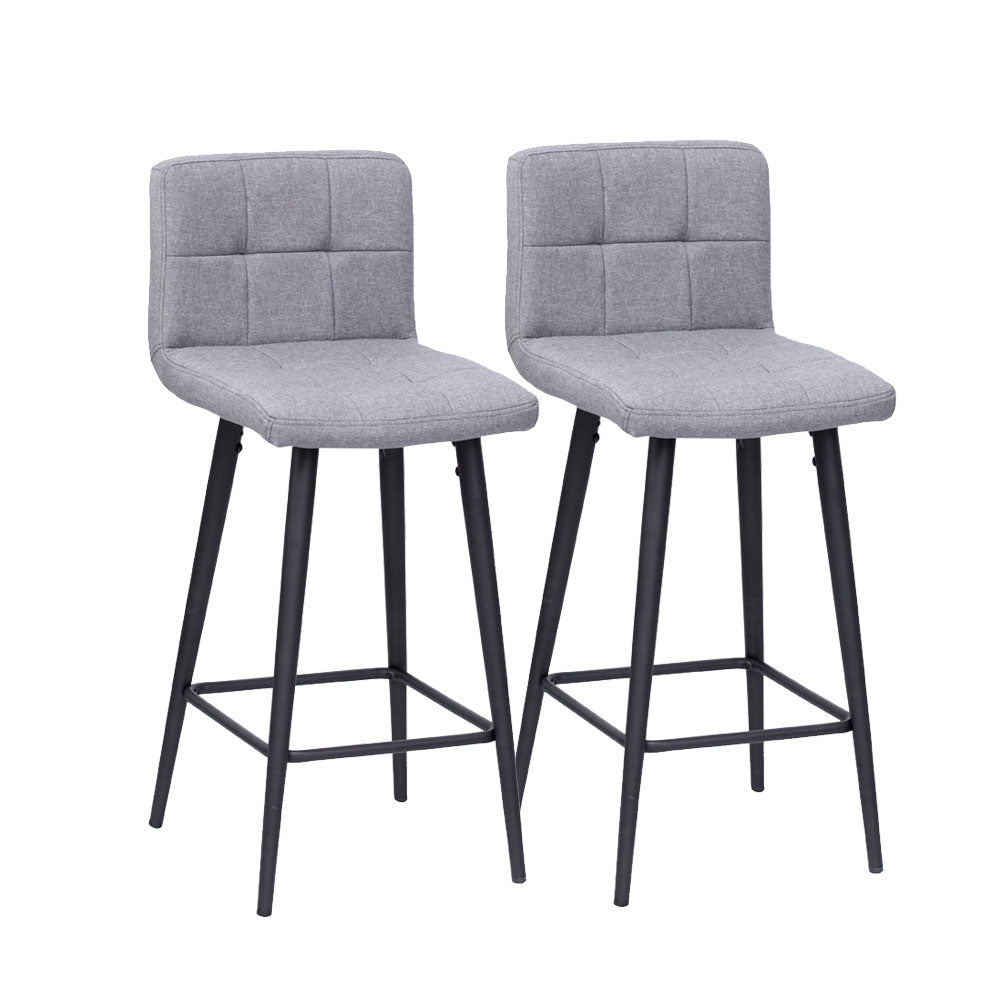 Kyam Bar Stool (Set of 2) Grey Fabric Black Legs Moda Living