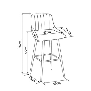 Kane Bar Stool (Set of 2) - Houndstooth Fabric Black Legs - Moda Living