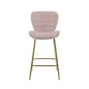 Capella Bar Stool (Set of 2) - Pink Velvet Fabric Golden Legs - Moda Living