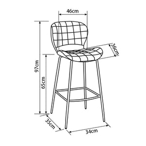 Capella Bar Stool (Set of 2) - Royal Blue Velvet Fabric Golden Legs - Moda Living