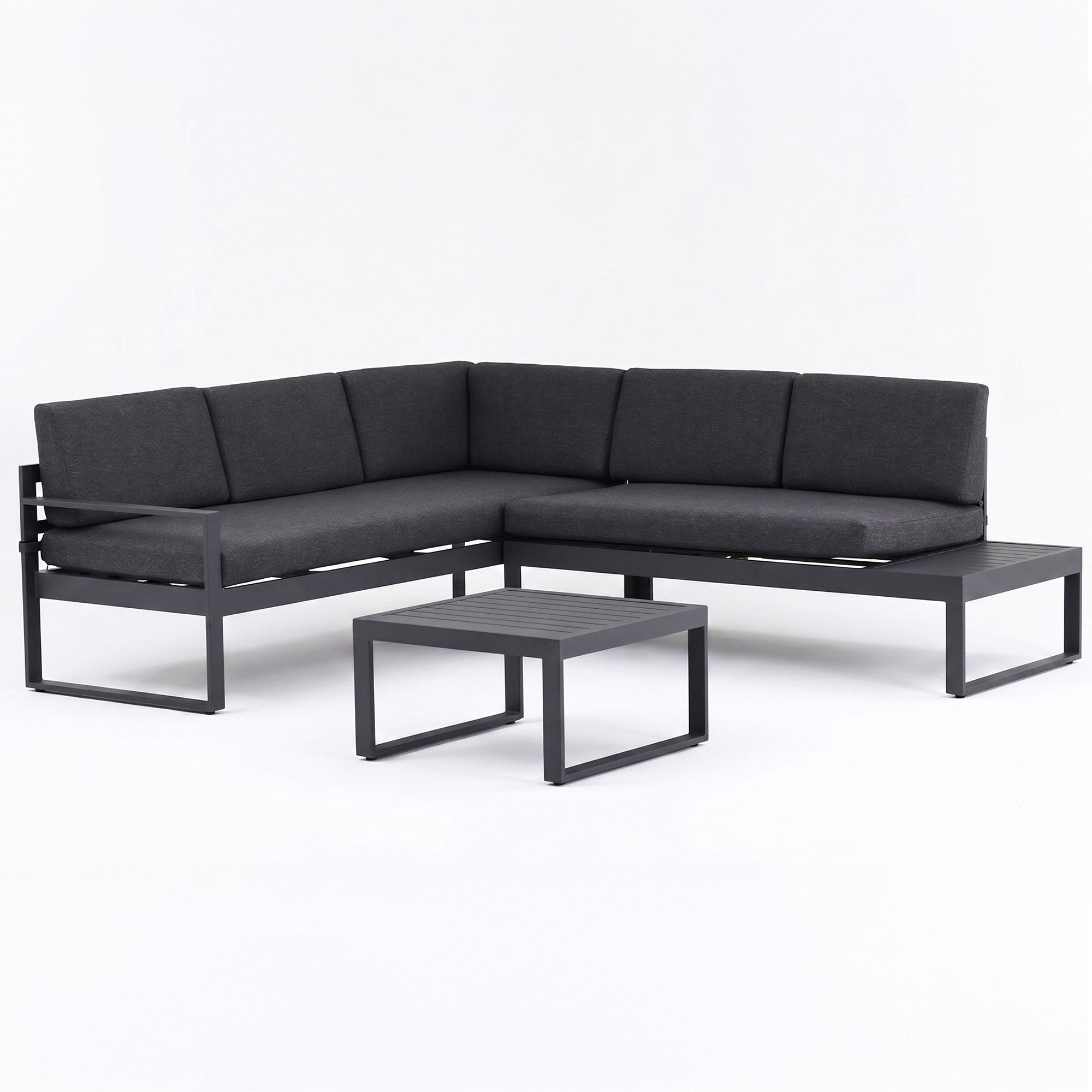 Milano Charcoal Aluminium Sofa Lounge Set - Dark Grey Cushion - Moda Living