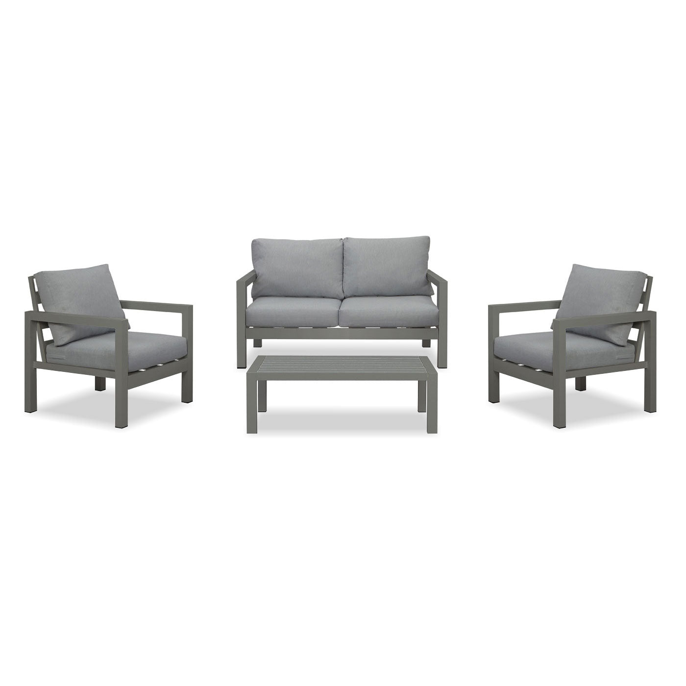 Manly 4 Seater Charcoal Aluminium Sofa Lounge Set - Grey Cushion - Moda Living