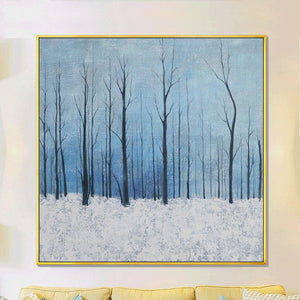 Framed Oil Painting Hand Painted Botanical Abstract Canvas - Forest (100cm x 100cm) - Moda Living