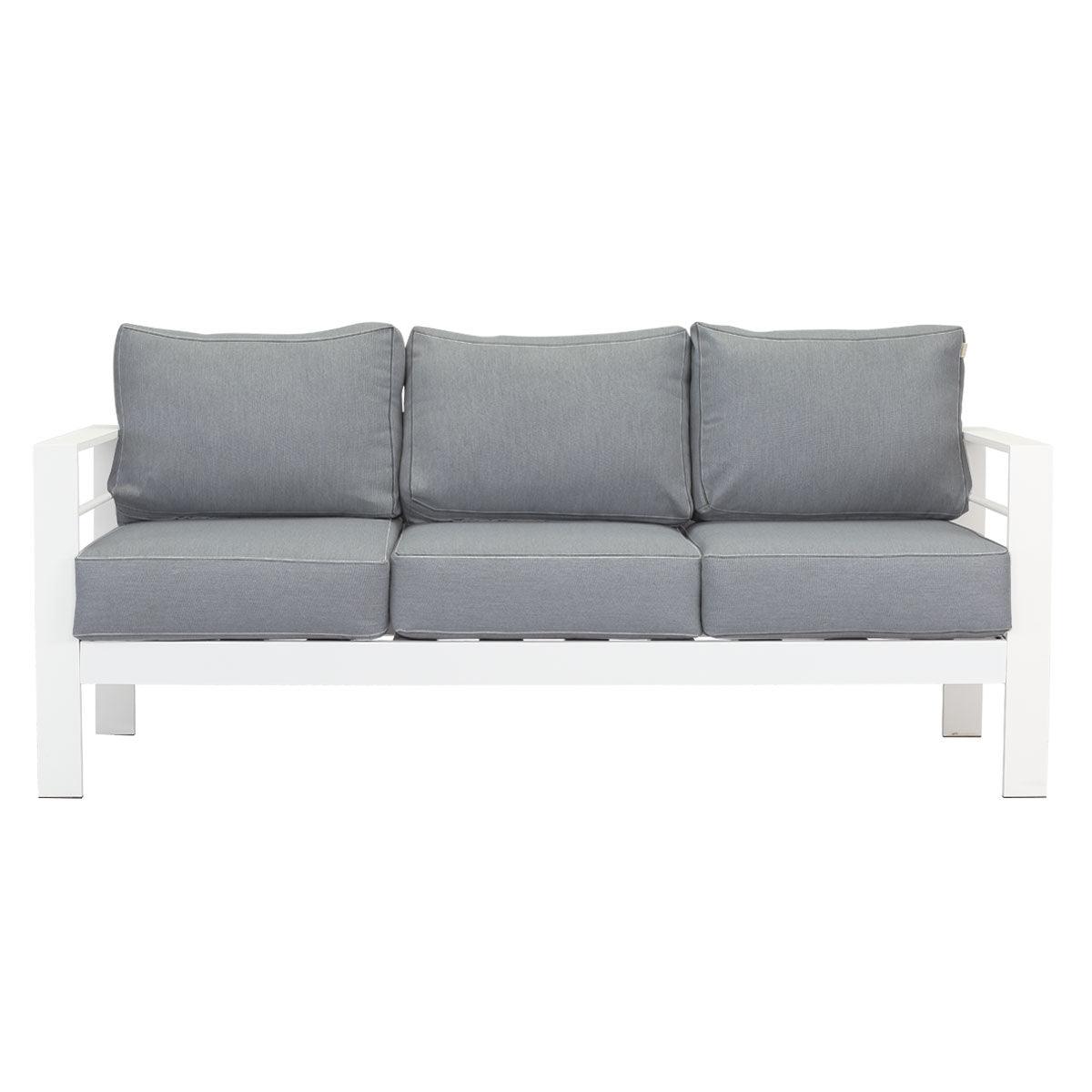 Paris 5 Seater White Aluminium Sofa Lounge - Grey Cushion - Moda Living