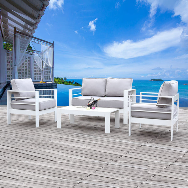 Paris 4 Piece White Aluminium Sofa Lounge Set