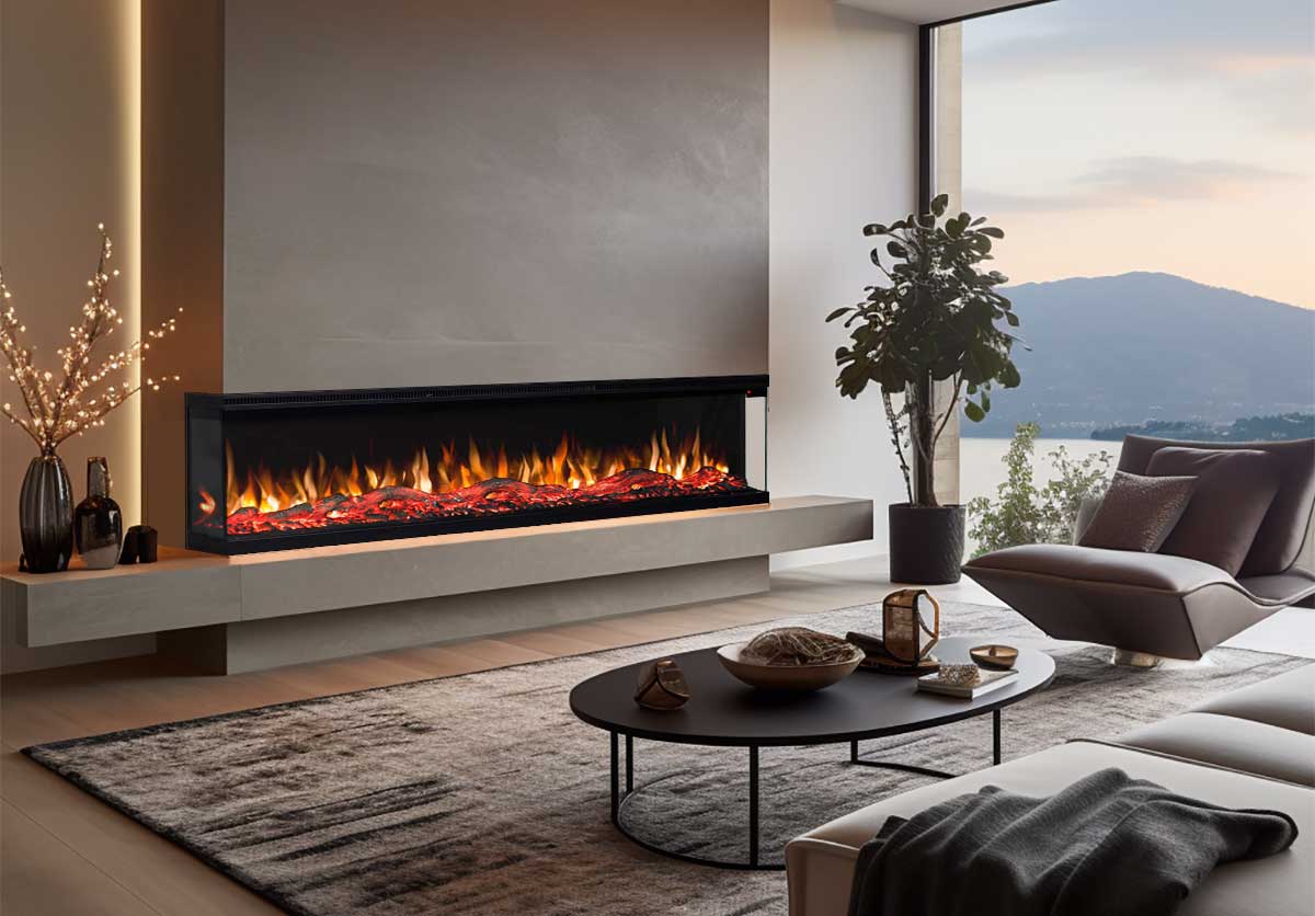 Experience Warmth and Elegance with the Fenton 1600W 3 Sided 72 Inch Electric Fireplace