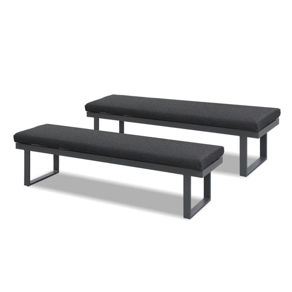 Clayton Charcoal Aluminium Outdoor Bench with Dark Grey Cushion