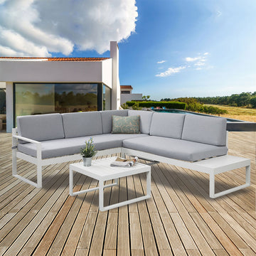 Milano White Aluminium Sofa Lounge Set