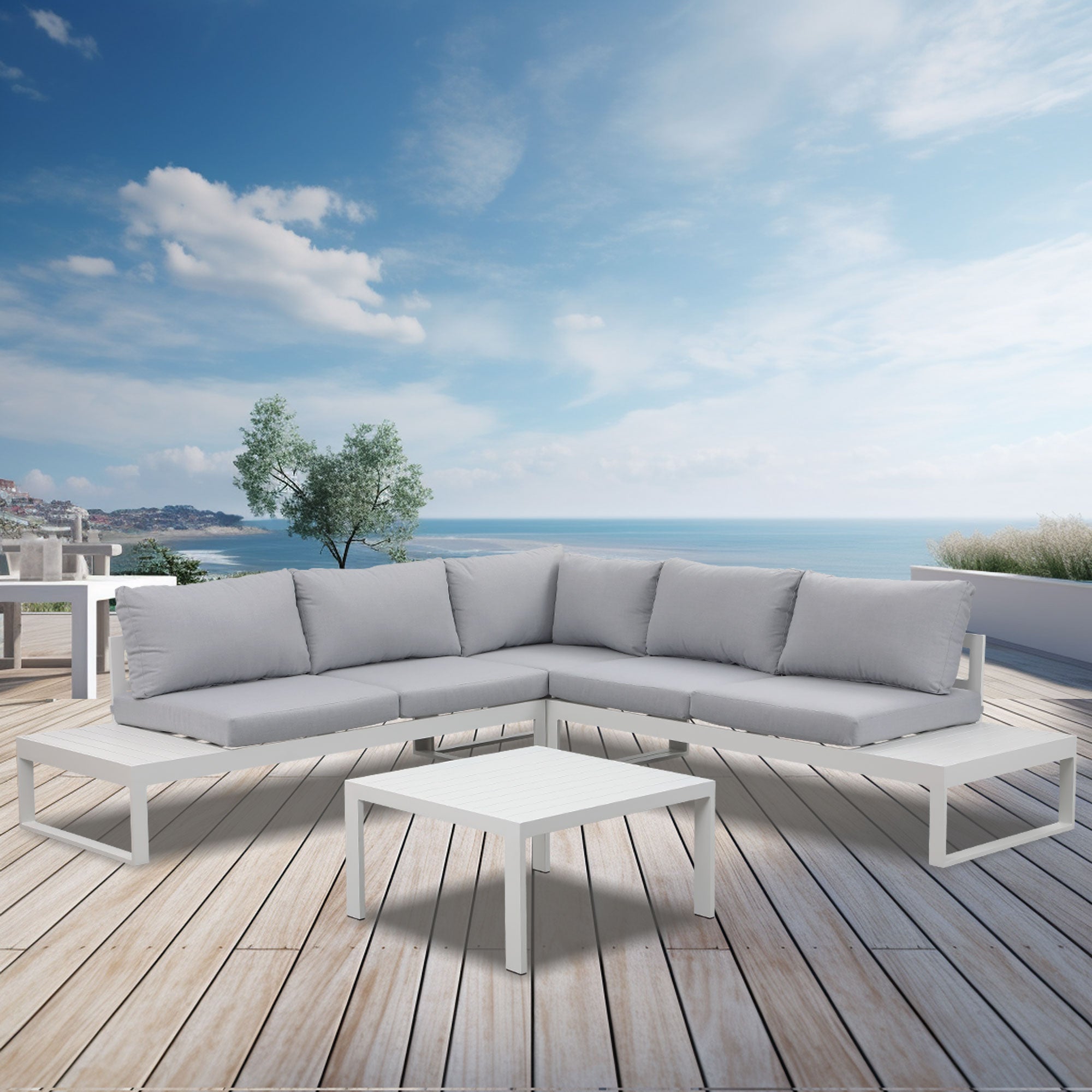 Discover the Hampton White Aluminium Sofa Lounge Set