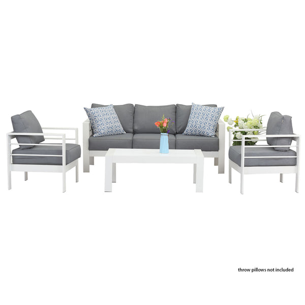 Enhance Your Outdoor Living with the Paris 5 Seater White Aluminium Sofa Lounge Set