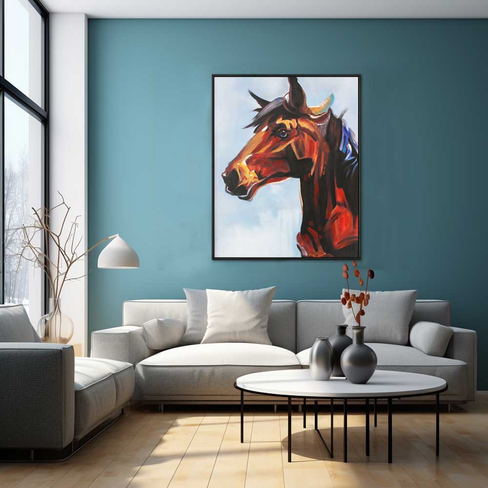 Framed Oil Painting Hand Painted Abstract Animals Canvas