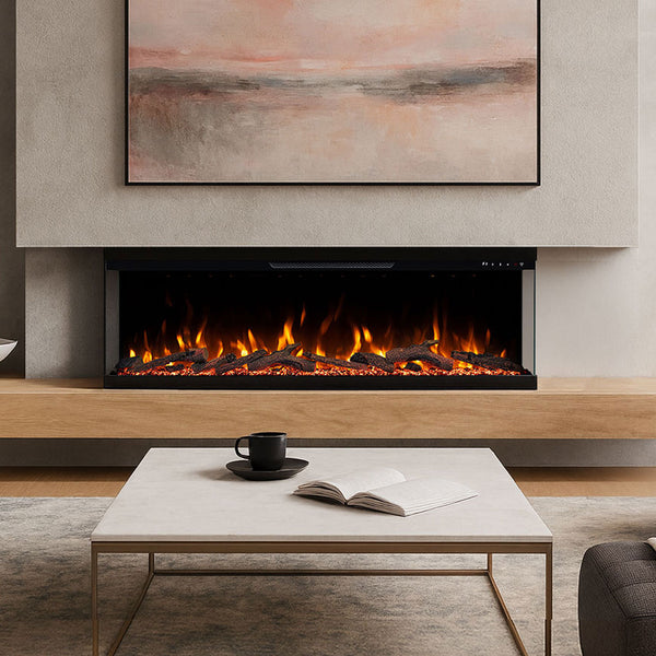 Aspen 60 Inch 3 Sided 1500W Built-in Recessed Electric Fireplace
