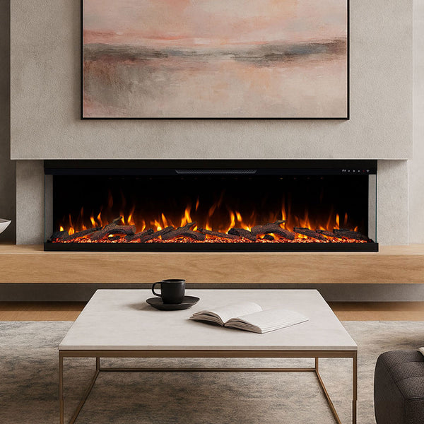 Aspen 72 Inch 3 Sided 1500W Built-in Recessed Electric Fireplace