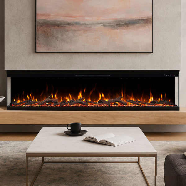 Aspen 84 Inch 3 Sided 1500W Built-in Recessed Electric Fireplace