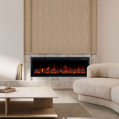 Lucerne 42 Inch 1800W Electric Fireplace - Recessed, Wall Mounted or Freestanding with Stand
