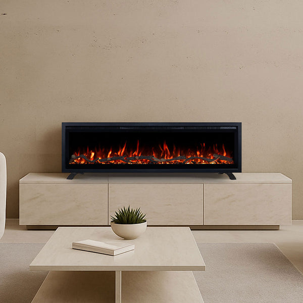 Lucerne 50 Inch 1800W Electric Fireplace – Recessed, Wall Mounted or Freestanding with Stand