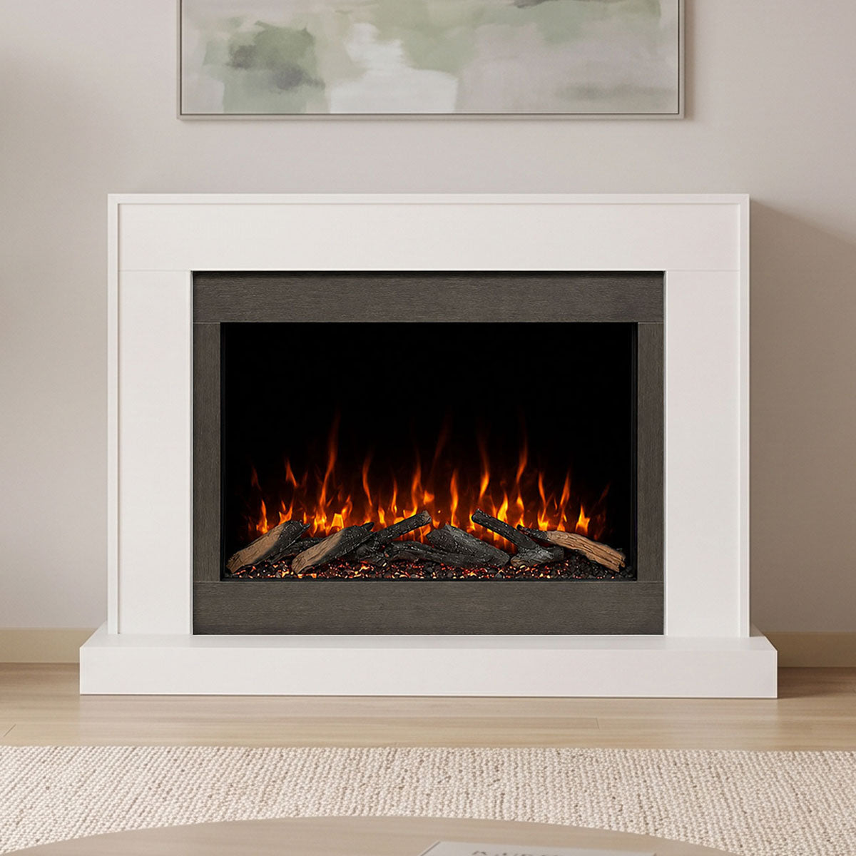 Nilla Hearth Pure White Mantel Electric Fireplace Suite