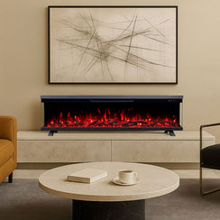 Norfolk 60 Inch 3 Sided 1800W Electric Fireplace Recessed, Wall Mounted or Freestanding with Stand