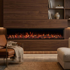 Norfolk 72 Inch 3 Sided 1800W Electric Fireplace Recessed, Wall Mounted or Freestanding with Stand