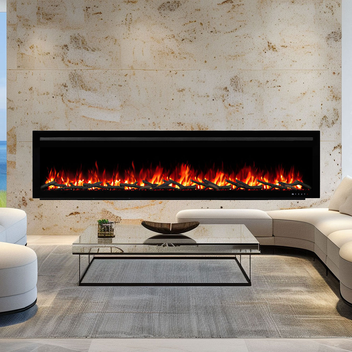 New Provence 1500W 100 inch Recessed / Wall Mounted Electric Fireplace