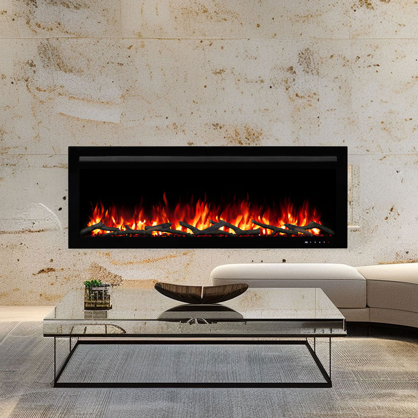 New Provence 1500W 60 inch Recessed / Wall Mounted Electric Fireplace
