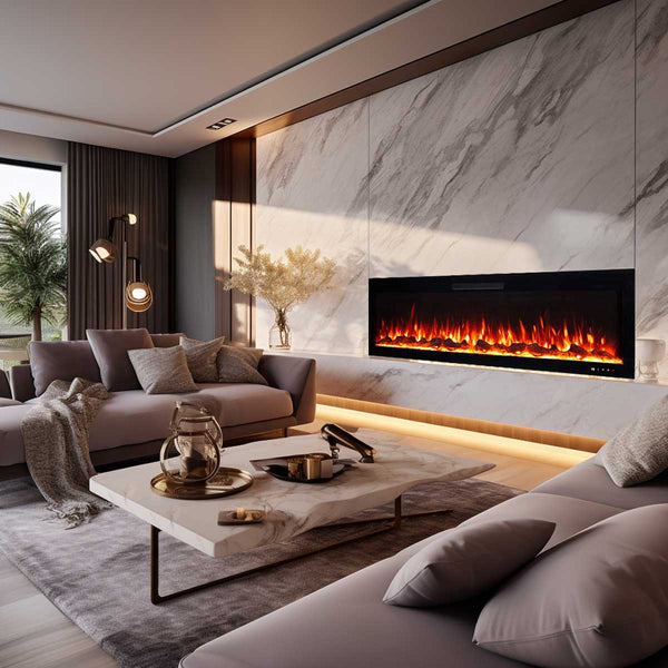 Rocco 1500W 60 inch Recessed / Wall Mounted Electric Fireplace