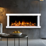 Triora White Floating 3-Sided Wall-Mounted Electric Fireplace
