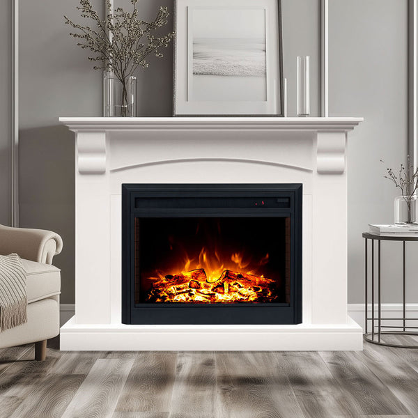 Ascot 2000W Electric Fireplace Heater White Mantel Suite with 30" Moonlight Insert