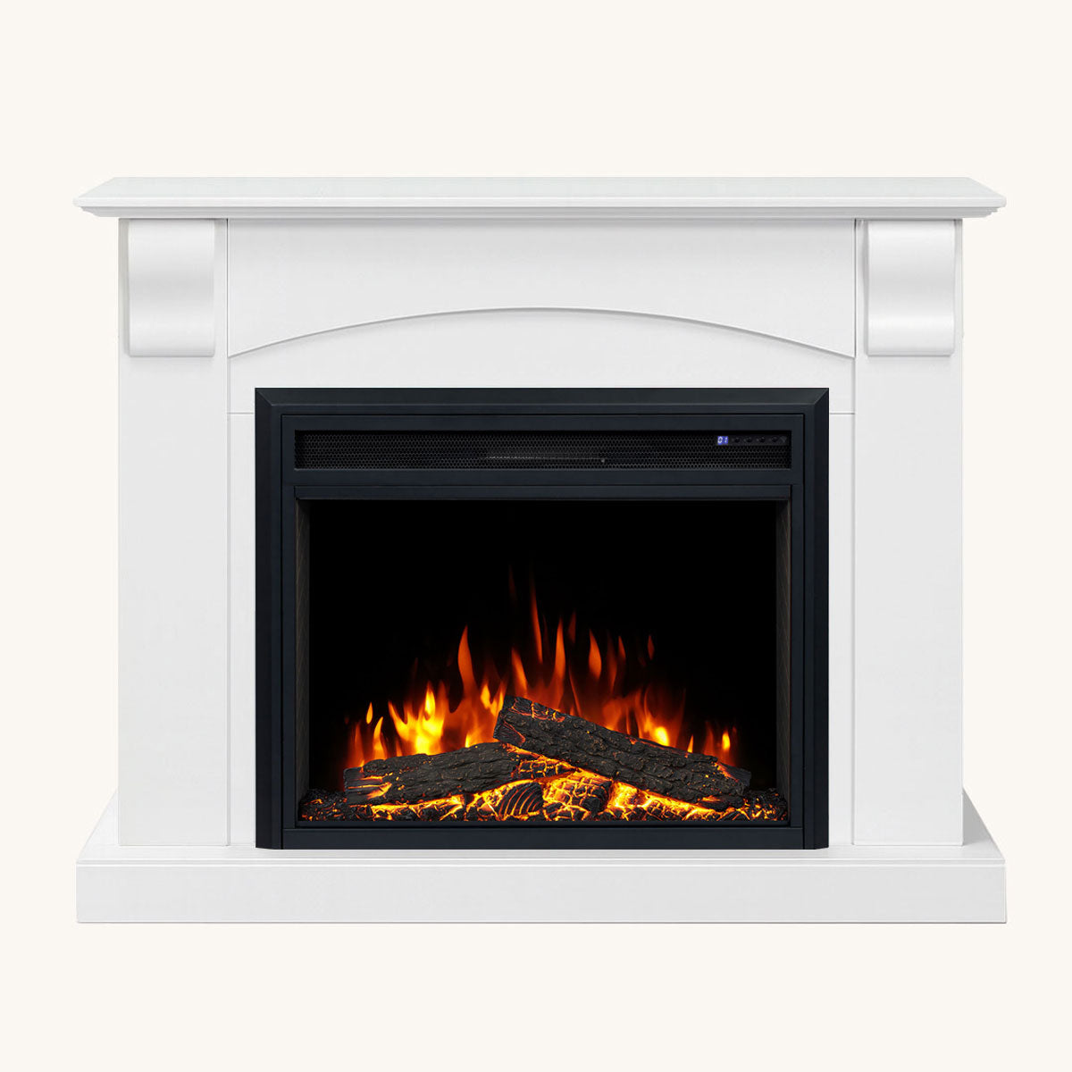 Ascot 2000W Electric Fireplace Heater White Mantel Suite with 30" Moonlight Insert