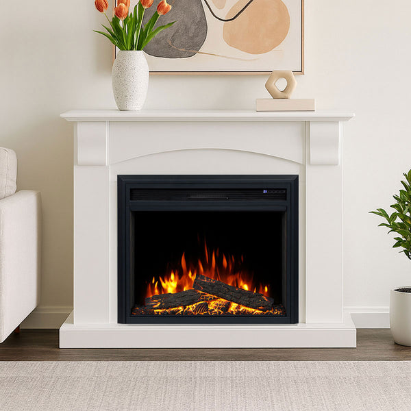 Ascot 2000W Electric Fireplace Heater White Mantel Suite with 30" Moonlight Insert