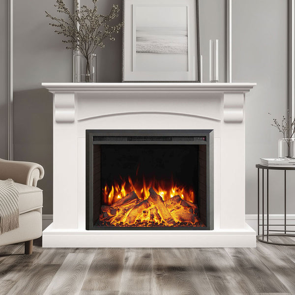 Ascot 2000W Electric Fireplace Heater White Mantel Suite with 30" Starlight Insert - Smartphone Control