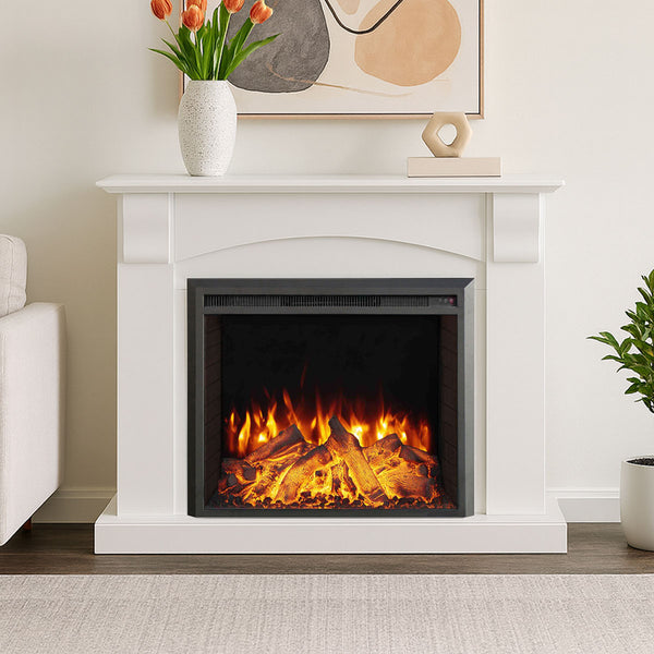 Ascot 2000W Electric Fireplace Heater White Mantel Suite with 30" Starlight Insert