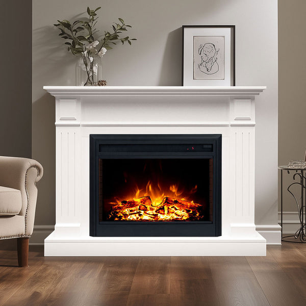 Berwick 2000W Electric Fireplace Heater White Mantel Suite with 30" Moonlight Insert