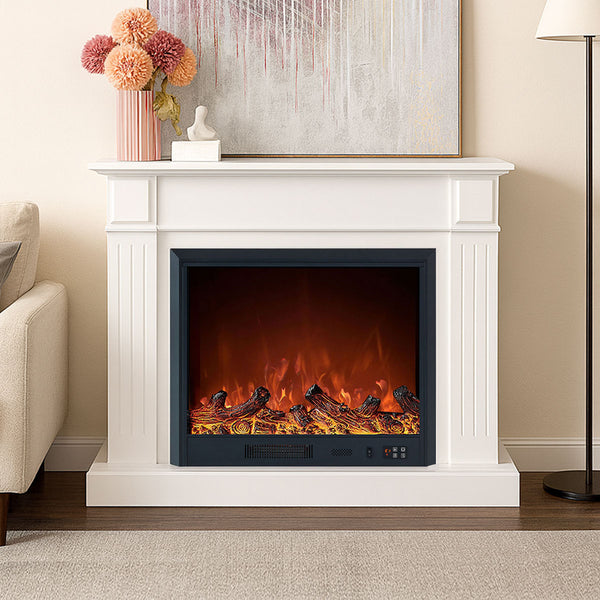Berwick 1500W Electric Fireplace Heater White Mantel Suite with 30" Orion Insert