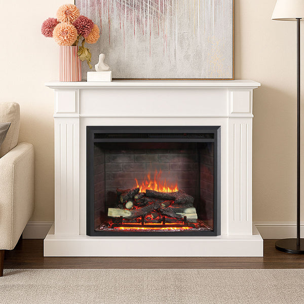 Berwick 2000W Electric Fireplace Heater White Mantel Suite with 30" Primo Insert