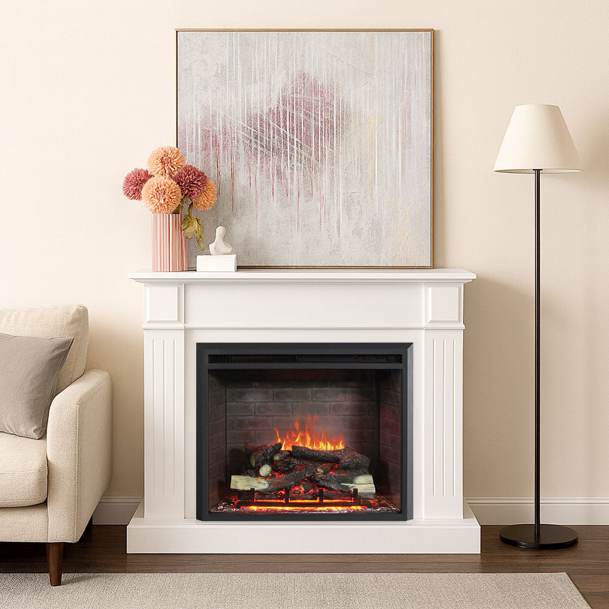 Berwick 2000W Electric Fireplace Heater White Mantel Suite with 30