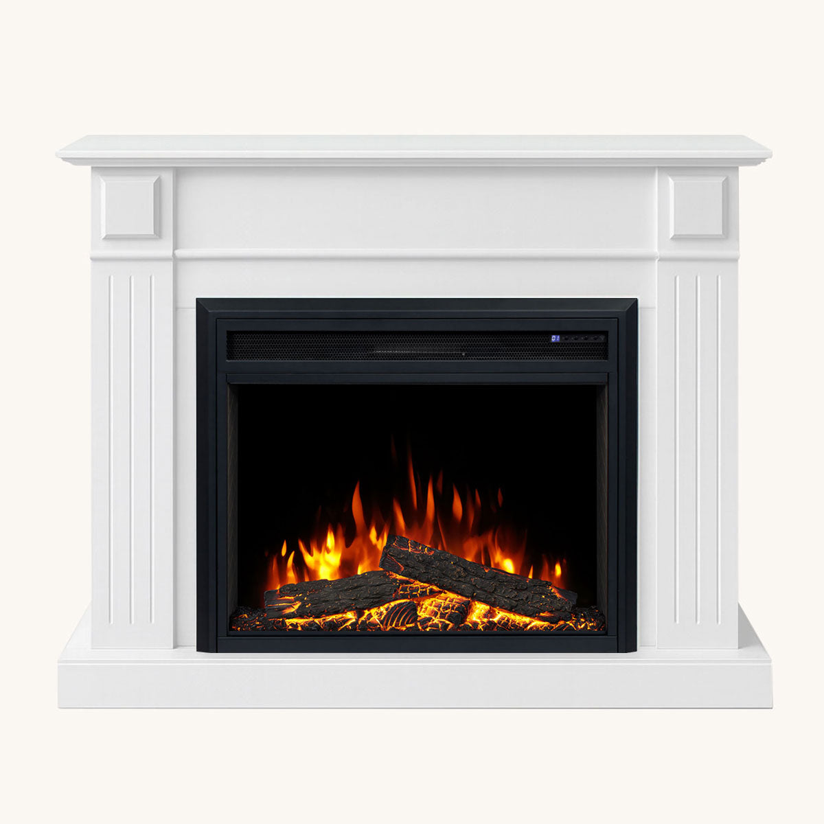 Berwick 2000W Electric Fireplace Heater White Mantel Suite with 30" Moonlight Insert