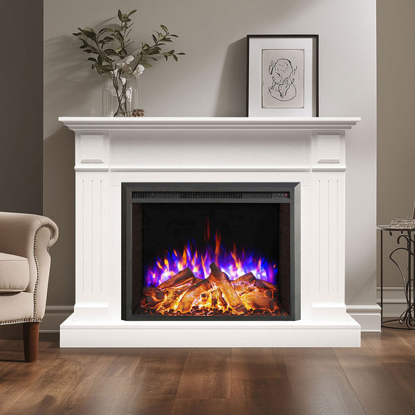 Berwick 2000W Electric Fireplace Heater White Mantel Suite with 30" Starlight Insert - Smartphone Control