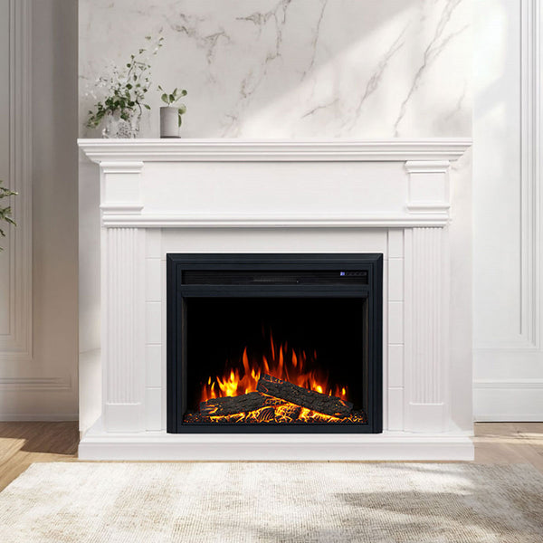 George 2000W Electric Fireplace Heater White Mantel Suite with 30" Moonlight Insert
