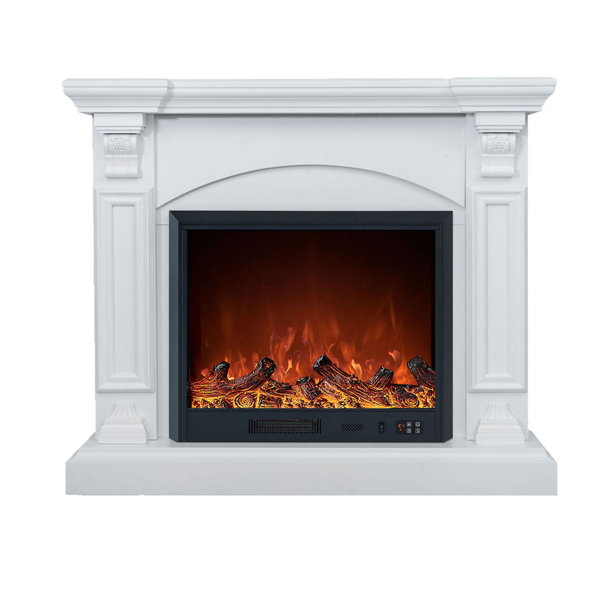 Cove 2000W Electric Fireplace Heater White Mantel Suite with 30" Orion Insert