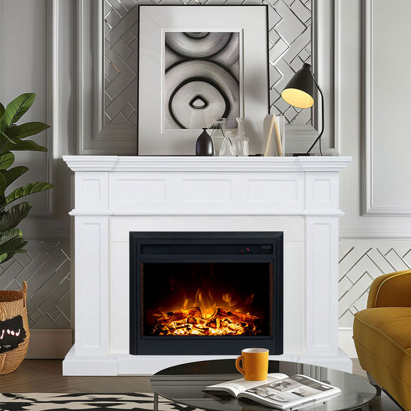 Hudson 2000W Electric Fireplace Heater White Mantel Suite With 30" Moonlight Insert