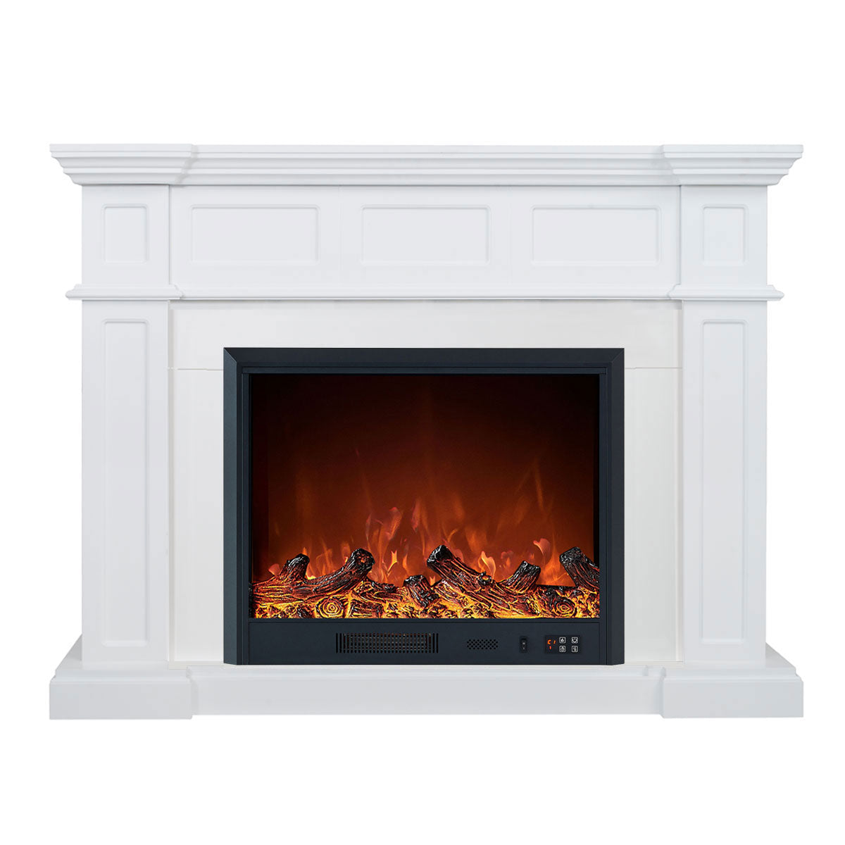 Hudson 1500W Electric Fireplace Heater White Mantel Suite With 30" Orion Insert